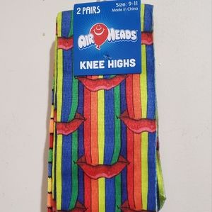 Cute Air Heads Knee High Rainbow 🌈 Multicolor 2 Pair Socks 9-11 Unisex Men/Wo
